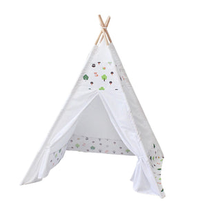 Kids Teepee Tent with Side Window and Carry Case - White Forest