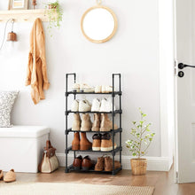 Load image into Gallery viewer, 5 Tier Metal Shoe Rack for 10 Pairs of Shoes Black
