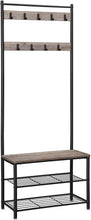Load image into Gallery viewer, VASAGLE 175cm Coat Rack Stand Shoe Bench with Shelves Greige
