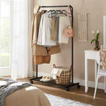 Load image into Gallery viewer, SONGMICS Clothes Rack with Wheels Sturdy Steel Frame Black
