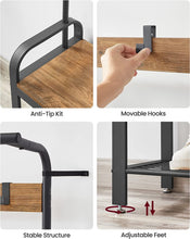 Load image into Gallery viewer, VASAGLE Coat Rack with Shoe Rack 183 cm Height Walnut Brown and Black
