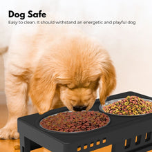 Load image into Gallery viewer, Elevated Pet Feeder Food Water Double Bowl Adjustable Height Raised Stand
