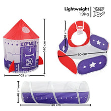 Load image into Gallery viewer, Kids 3 in 1 Spaceship Tent (Purple and Red)
