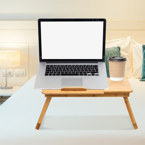 Foldable Bamboo Laptop Bed Desk with Handles and Folding Legs