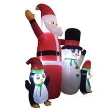 Load image into Gallery viewer, 1.8m Santa Snowman and Penguin Greeting Christmas Inflatable with LED
