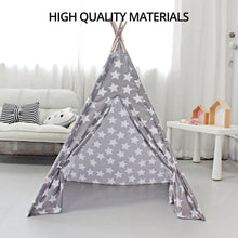 Load image into Gallery viewer, Kids Teepee Tent with Side Window and Carry Case - Grey Star
