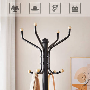 Metal Coat Rack 182 cm Tall Hall Tree Black