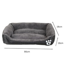 Load image into Gallery viewer, Pet Bed Square L Size Comfy Washable Black and Dark Grey

