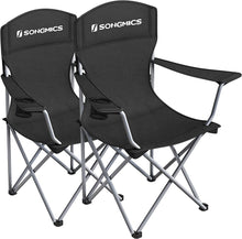 Load image into Gallery viewer, Set of 2 Folding Camping Outdoor Chairs Black

