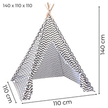 Load image into Gallery viewer, Kids Teepee Tent with Side Window and Carry Case - Wave Stripe
