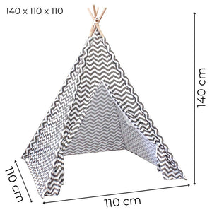 Kids Teepee Tent with Side Window and Carry Case - Wave Stripe