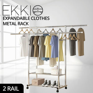 EKKIO Clothes Rack Stainless Steel Two Rail