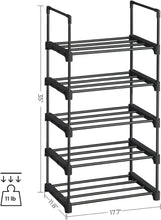 Load image into Gallery viewer, 5 Tier Metal Shoe Rack for 10 Pairs of Shoes Black
