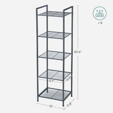 Load image into Gallery viewer, Bathroom Shelf 5-Tier Storage Rack with Adjustable Shelf Black
