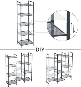 Bathroom Shelf 5-Tier Storage Rack with Adjustable Shelf Black