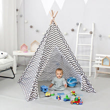 Load image into Gallery viewer, Kids Teepee Tent with Side Window and Carry Case - Wave Stripe
