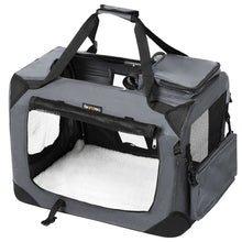 Load image into Gallery viewer, Dog Kennel Transport Box Folding Fabric Pet Carrier 60cm Grey
