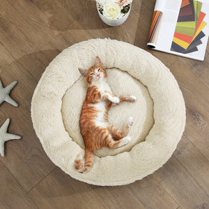 55cm Dog Sofa Bed Round Shape Fabric Grey