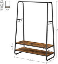 Load image into Gallery viewer, VASAGLE Clothes Rack with 2 Shelves Rustic Brown and Black
