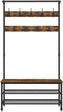 Load image into Gallery viewer, VASAGLE Coat Rack Stand with 9 Hooks and Shoe Rack, Industrial Style, Multifunctional Hall Tree, Sturdy Steel Frame
