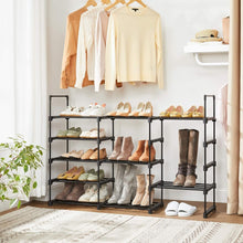 Load image into Gallery viewer, 5 Tier Metal Shoe Rack for 10 Pairs of Shoes Black
