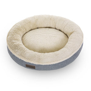 55cm Dog Sofa Bed Round Shape Fabric Grey