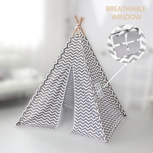 Load image into Gallery viewer, Kids Teepee Tent with Side Window and Carry Case - Wave Stripe
