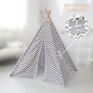 Kids Teepee Tent with Side Window and Carry Case - Wave Stripe