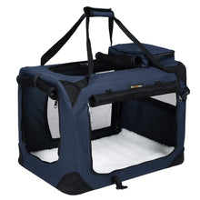 Load image into Gallery viewer, Dog Kennel Transport Box Folding Fabric Pet Carrier 60cm Dark Blue
