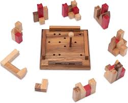 Castles City Planner brain teaser puzzle, wood, handmade 3D puzzle-remove shapes and try rebuild your city.