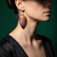 Load image into Gallery viewer, Real Orchid Petal Earrings – Vibrant Purple &amp; Blue Resin
