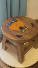 Load and play video in Gallery viewer, Children&#39;s Wooden Stool BEAR face Toddlers Step sitting Stool.
