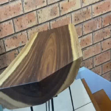 Load and play video in Gallery viewer, Side Table Live Edge Wooden Corner Table, Plant or book Stand Raintree Wood-OS64
