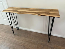 Load image into Gallery viewer, Console hall entrance table handmade from Cypress Australian timber -110cm length with minimalist legs
