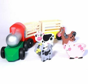 Train Wooden toy with wooden Animals Train NEW kids classic train play toy