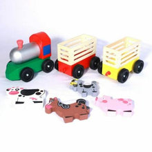 Load image into Gallery viewer, Train Wooden toy with wooden Animals Train NEW kids classic train play toy
