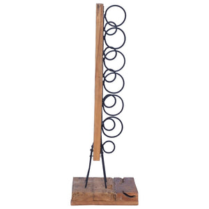 Wine Rack for 6 Bottles Solid Teak Wood - Brown - 35x35x100 cm