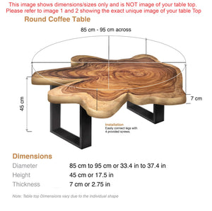 Wood Round Coffee Table xl 103 cm across one of kind 100% unique designed  by nature