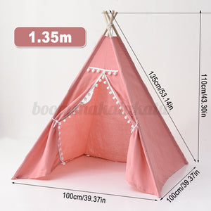Teepee canvas Wigwam Tent Cubby House Small Medium sized for kids indoor -Pink-135 cm Size