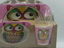 Load and play video in Gallery viewer, Bamboo Kids Owl themed dinnerware 5pcs-Owl
