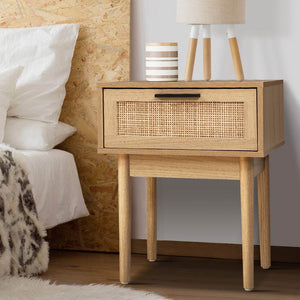 2 x Rattan Bedside Tables with Drawer (Twin Pack)-6