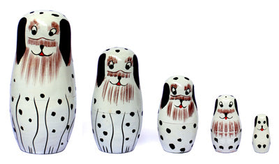 Wooden Nesting Dolls 5 pcs_Puppies theme