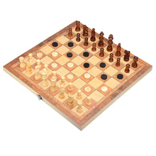 Load image into Gallery viewer, 3-in-1 Folding Chessboard Wood Chess Board Box Puzzle  Kids Adult Game Toy with Chess
