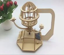 Load and play video in Gallery viewer, DIY kit Solar-powered 3D Wooden mechanical puzzle satellite travels around earth
