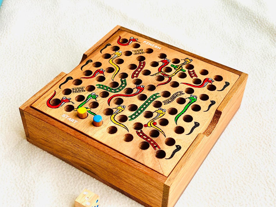 Snakes and Ladders - wooden board game, family game for kids, table game