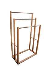 Load image into Gallery viewer, CARLA HOME Bamboo Towel Bar Metal Holder Rack 3-Tier Freestanding for Bathroom and Bedroom
