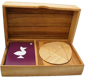 Logic Tangram Set with Play Cards Wooden Puzzle Game