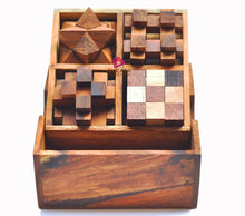 Load image into Gallery viewer, STEM brain teaser puzzle set, 4 wooden mechanical puzzles, the perfect gift for kids and adults who love solving puzzles
