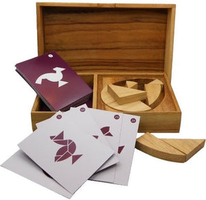 Logic Tangram Set with Play Cards Wooden Puzzle Game