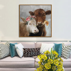 Wall art canvas framed print Rosie & Angus 80cm x 80cm